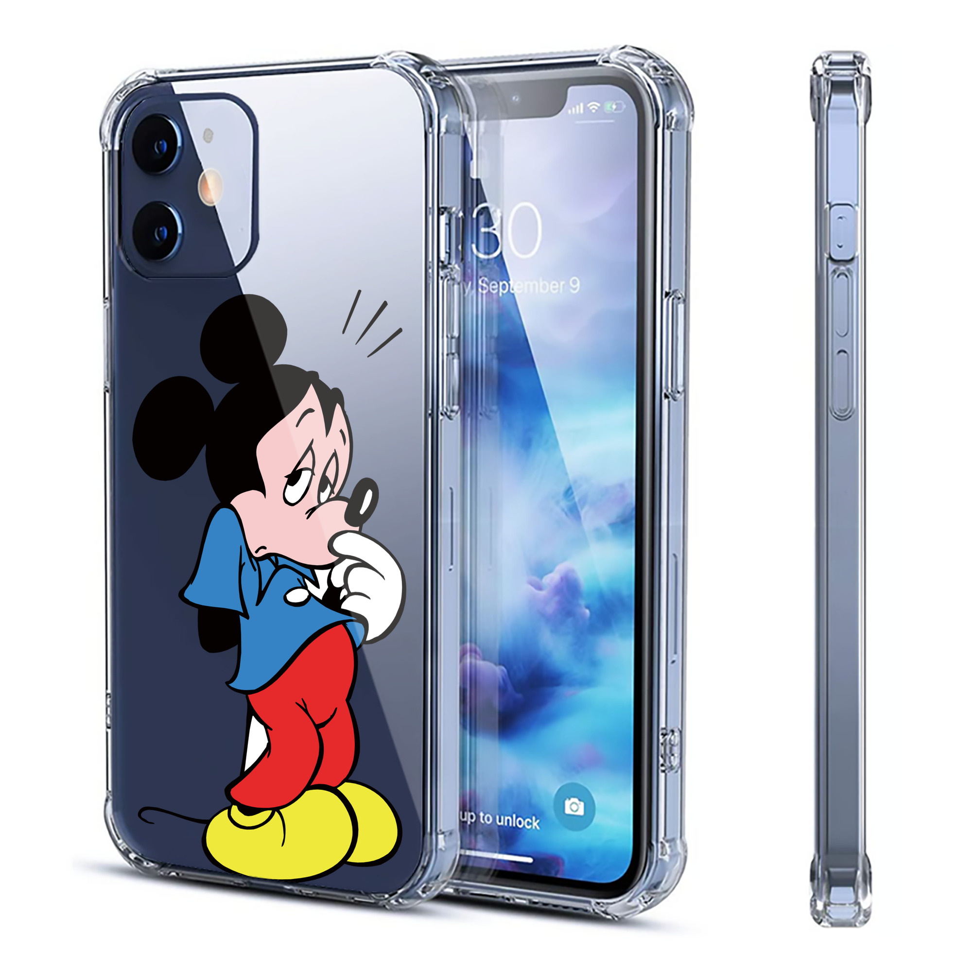 （画像用） ミッキーマウス Mickey Mouse 【iPhone 12シリーズ対応】透明スマホケース（クリアソフトケース）